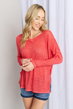 Load image into Gallery viewer, Zenana V-Neck Dropped Shoulder Slit Top in Ruby