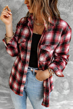 Load image into Gallery viewer, Plaid Curved Hem Button Down Shirt Jacket
