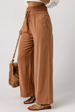 Load image into Gallery viewer, Drawstring Smocked Waist Wide Leg Pants