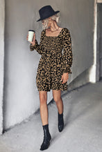 Load image into Gallery viewer, Leopard Smocked Flounce Sleeve Tiered Dress