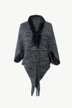 Load image into Gallery viewer, Heathered Dolman Sleeve Fringed Poncho