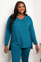 Load image into Gallery viewer, Zenana Full Size V-Neck High-Low Top and Leggings Loungewear Set in Teal