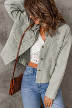 Load image into Gallery viewer, Double Take Raw Hem Button Down Corduroy Jacket with Pockets