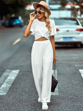 Load image into Gallery viewer, Textured Flutter Sleeve Top and Pants Set