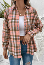 Load image into Gallery viewer, Plaid Collared Neck Long Sleeve Button-Up Shirt