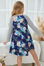 Load image into Gallery viewer, Girls Floral Striped Raglan Sleeve Dress