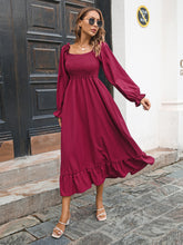 Load image into Gallery viewer, Smocked Ruffle Hem Flounce Sleeve Dress