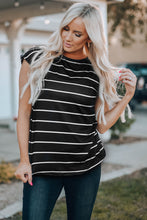 Load image into Gallery viewer, Mixed Print Hem Detail Capped Sleeve T-Shirt