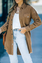 Load image into Gallery viewer, Corduroy Button Down Longline Shirt Jacket