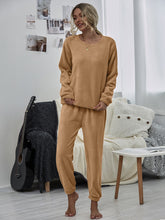 Load image into Gallery viewer, Dropped Shoulder Teddy Lounge Set