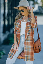 Load image into Gallery viewer, Plaid Lapel Collar Longline Blazer