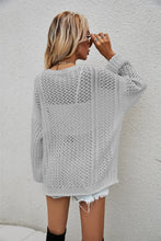 Load image into Gallery viewer, Openwork V-Neck Dropped Shoulder Cardigan