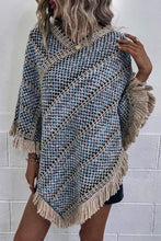 Load image into Gallery viewer, Heathered V-Neck Fringe Hem Poncho