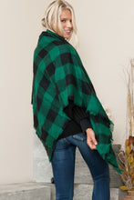 Load image into Gallery viewer, Justin Taylor Plaid Raw Hem Scarf in Green/Black