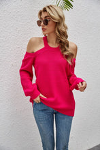 Load image into Gallery viewer, Cutout Cold-Shoulder Rib-Knit Sweater