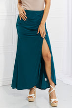 Load image into Gallery viewer, White Birch Full Size Up and Up Ruched Slit Maxi Skirt in Teal