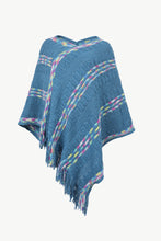 Load image into Gallery viewer, Colorful Stripe V-Neck Asymmetrical Fringe Hem Poncho