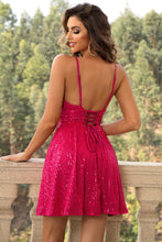 Load image into Gallery viewer, Sweetheart Neck Contrast Sequin Sleeveless Dress