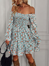 Load image into Gallery viewer, Floral Smocked Ruffle Hem Flounce Sleeve Dress