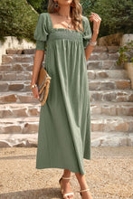 Load image into Gallery viewer, Smocked Square Neck Midi Dress with Pockets