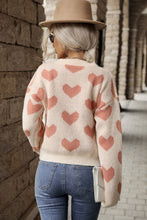 Load image into Gallery viewer, Heart Pattern Dropped Shoulder Sweater