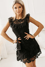 Load image into Gallery viewer, Round Neck Cap Sleeve Lace Mini Dress