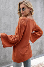 Load image into Gallery viewer, V-Neck Spliced Lace Flare Sleeve Top