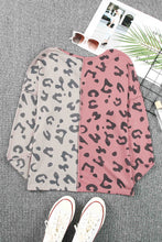Load image into Gallery viewer, Leopard Color Block Waffle-Knit Henley Top