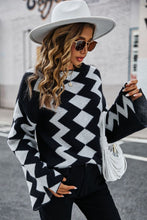 Load image into Gallery viewer, Geometric Slit Flare Sleeve Round Neck Sweater