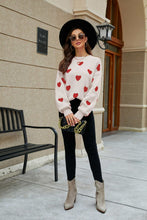 Load image into Gallery viewer, Heart Pattern Lantern Sleeve Sweater
