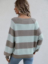 Load image into Gallery viewer, Striped Raglan Sleeve Ribbed Trim Knit Top