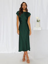 Load image into Gallery viewer, Round Neck Cap Sleeve Midi Dress
