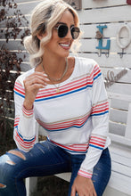 Load image into Gallery viewer, Striped Round Neck Long Sleeve Tee