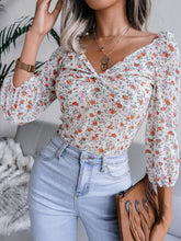 Load image into Gallery viewer, Floral Twist Front Puff Sleeve Top