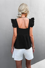 Load image into Gallery viewer, Flutter Sleeve Square Neck Peplum Top