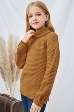Load image into Gallery viewer, Girls Dropped Shoulder Turtleneck Sweater