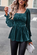 Load image into Gallery viewer, Smocked Square Neck Long Sleeve Blouse