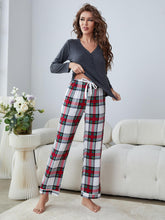 Load image into Gallery viewer, Buttoned Long Sleeve Top and Plaid Pants Lounge Set