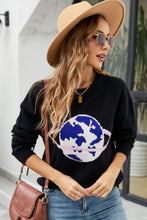 Load image into Gallery viewer, Earth Graphic Round Neck Dropped Shoulder Sweater