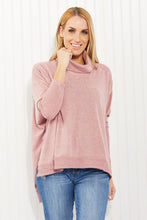 Load image into Gallery viewer, Zenana Love and Cuddles Full Size Cowl Neck Poncho Sweater in Light Rose