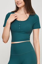 Load image into Gallery viewer, Round Neck Short Sleeve Cropped Sports Top