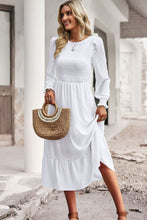 Load image into Gallery viewer, Smocked Round Neck Flounce Sleeve Midi Dress