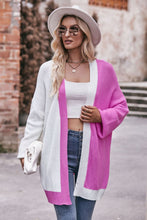 Load image into Gallery viewer, Contrast Open Front Dropped Shoulder Longline Cardigan