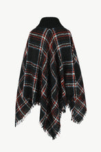 Load image into Gallery viewer, Plaid Turtleneck Fringe Detail Poncho