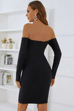 Load image into Gallery viewer, Beaded Slit Off-Shoulder Bodycon Dress