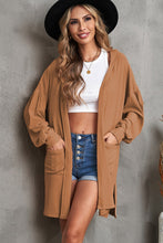 Load image into Gallery viewer, Open Front Hooded Longline Cardigan with Pockets