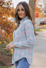 Load image into Gallery viewer, Plaid Button-Up Dropped Shoulder Shirt