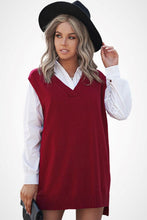 Load image into Gallery viewer, V Neck Split Hem Sweater Vest