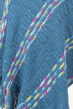 Load image into Gallery viewer, Colorful Stripe V-Neck Asymmetrical Fringe Hem Poncho