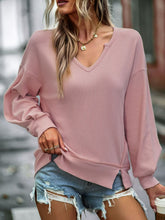 Load image into Gallery viewer, Slit Dropped Shoulder Notched Top